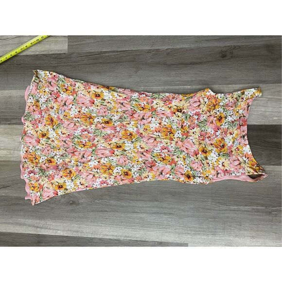 Ann Taylor Loft Floral Sleeveless Dress Peach Pink Floral Square Neck, Size 4 - Picture 5 of 7